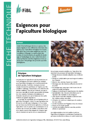 Exigences pour l'apiculture biologique